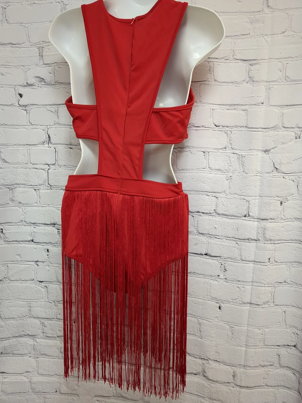 Red Fringe Cutout One-Piece Swimsuit